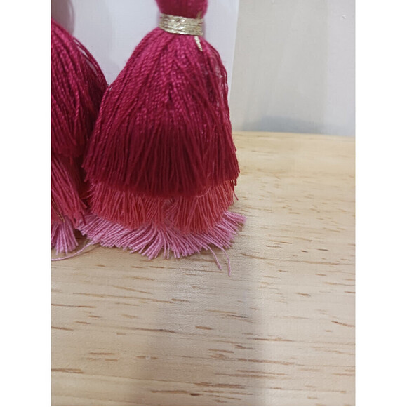 Gradient Colored Tassel Earrings In Pink - Picture 4 of 5
